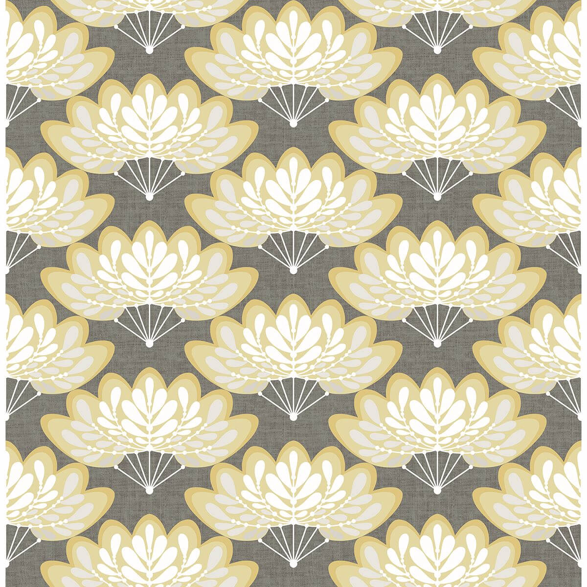 lotus-mustard-floral-fans-wallpaper-york-wallcoverings-2861-25754 - York Wallpaper Wallpaper