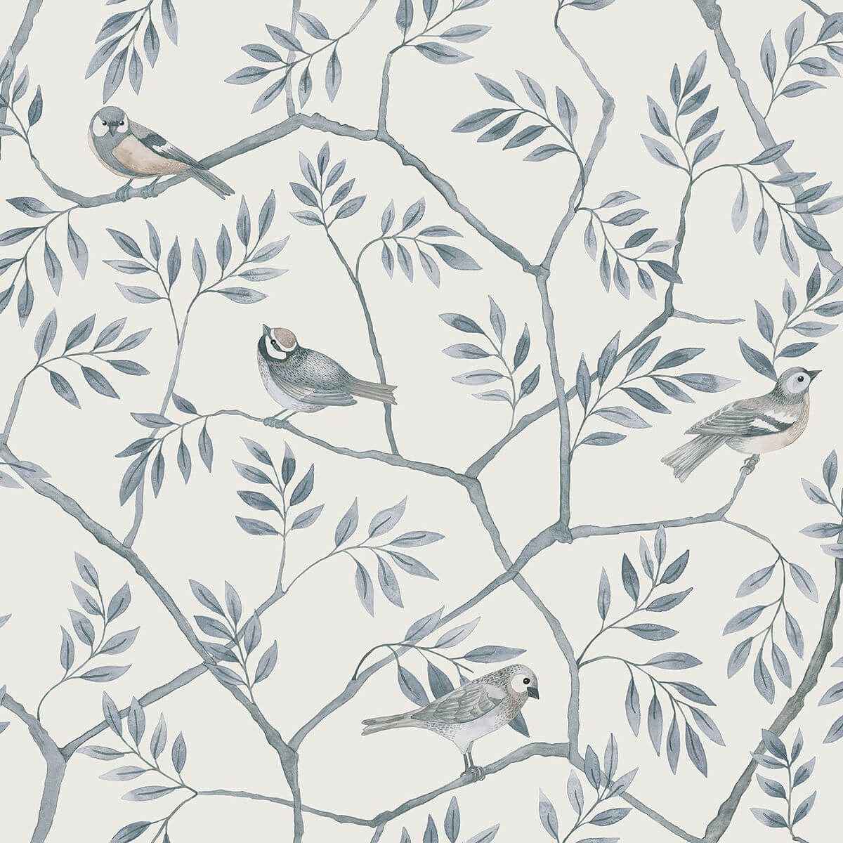 crossbill-light-blue-branches-wallpaper-york-wallcoverings-2948-27016 - York Wallcoverings Wallpaper