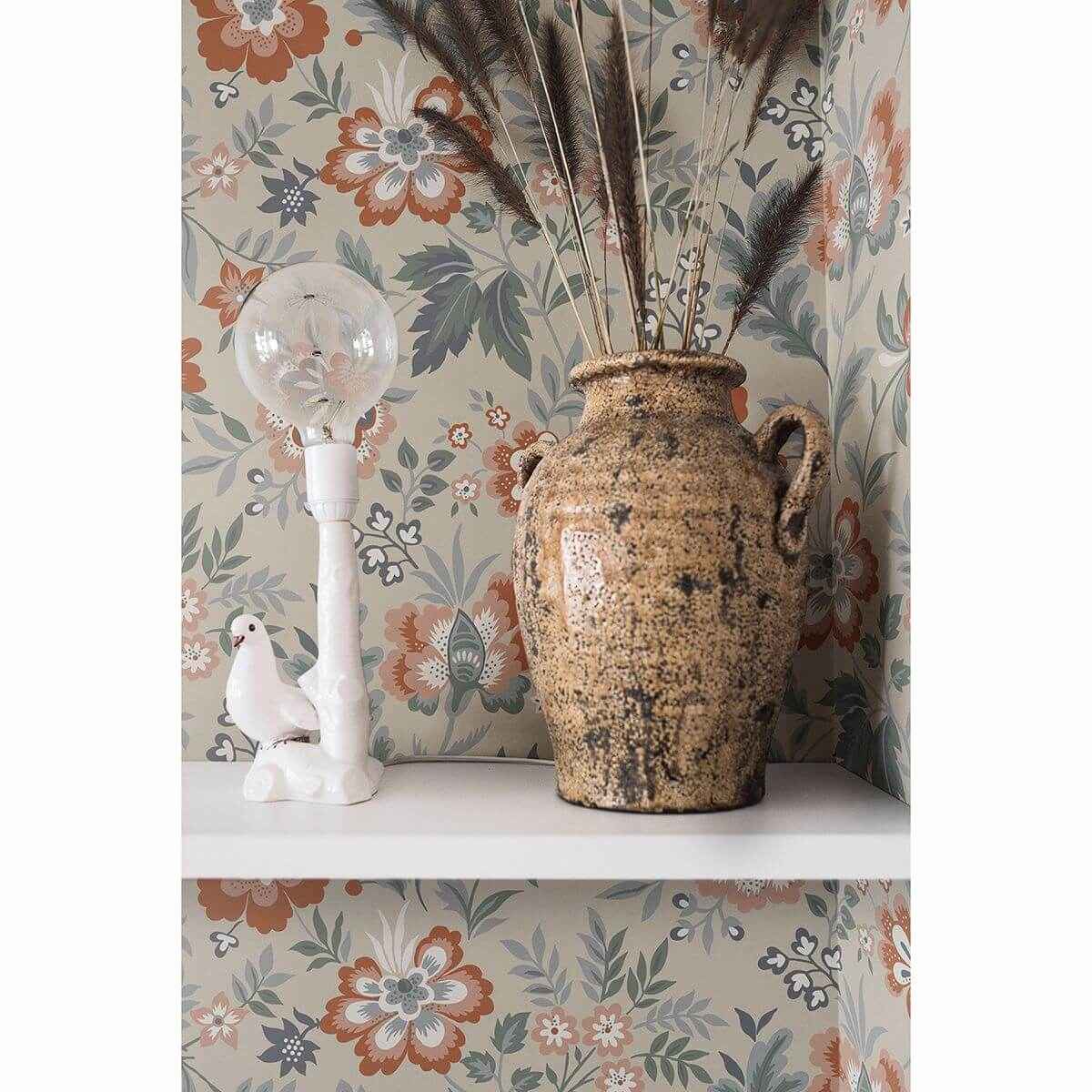 Athena Beige Floral Wallpaper - York Wallcoverings - 2948-28001 - York Wallcoverings Wallpaper