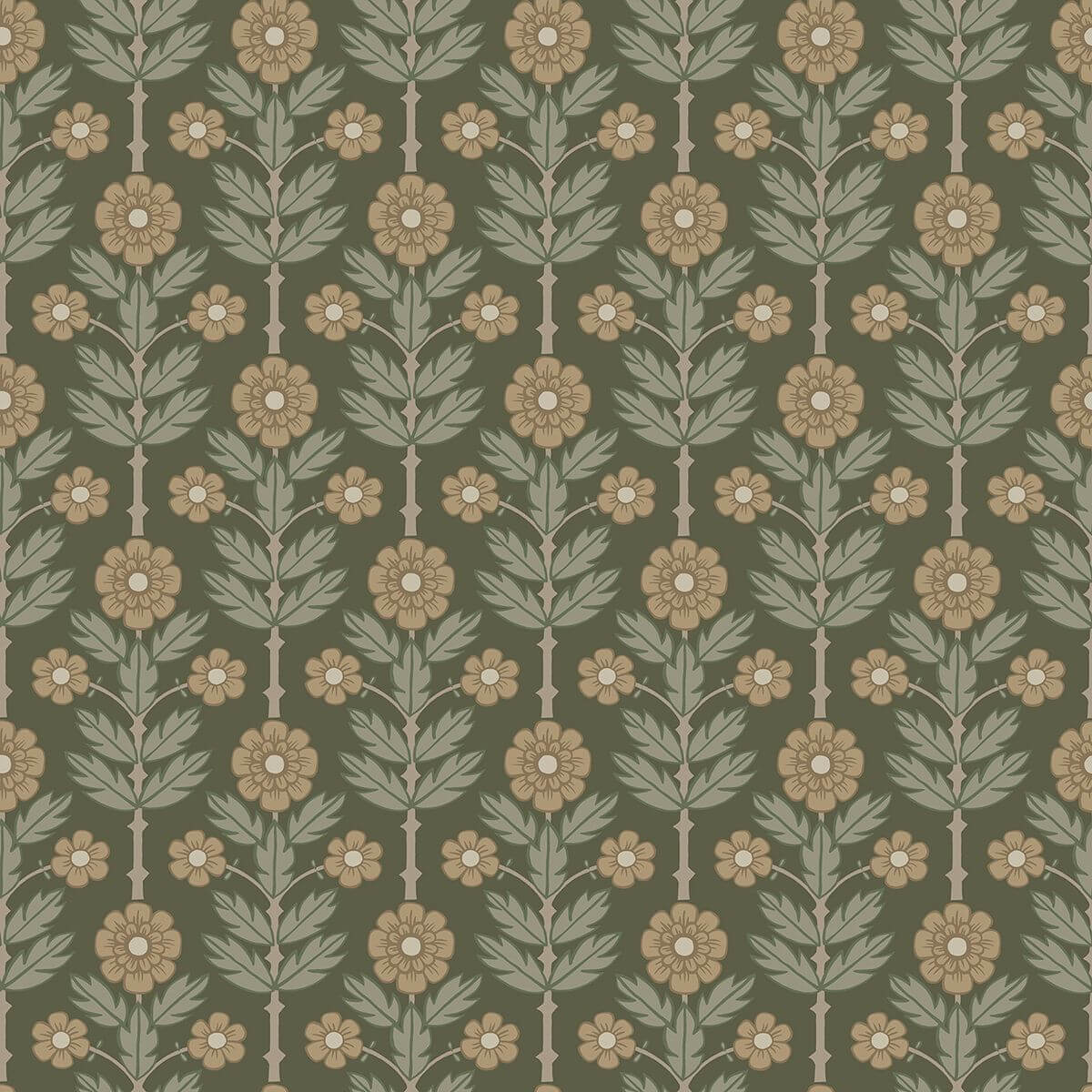 aya-green-floral-wallpaper-york-wallcoverings-2948-28009 - York Wallcoverings Wallpaper