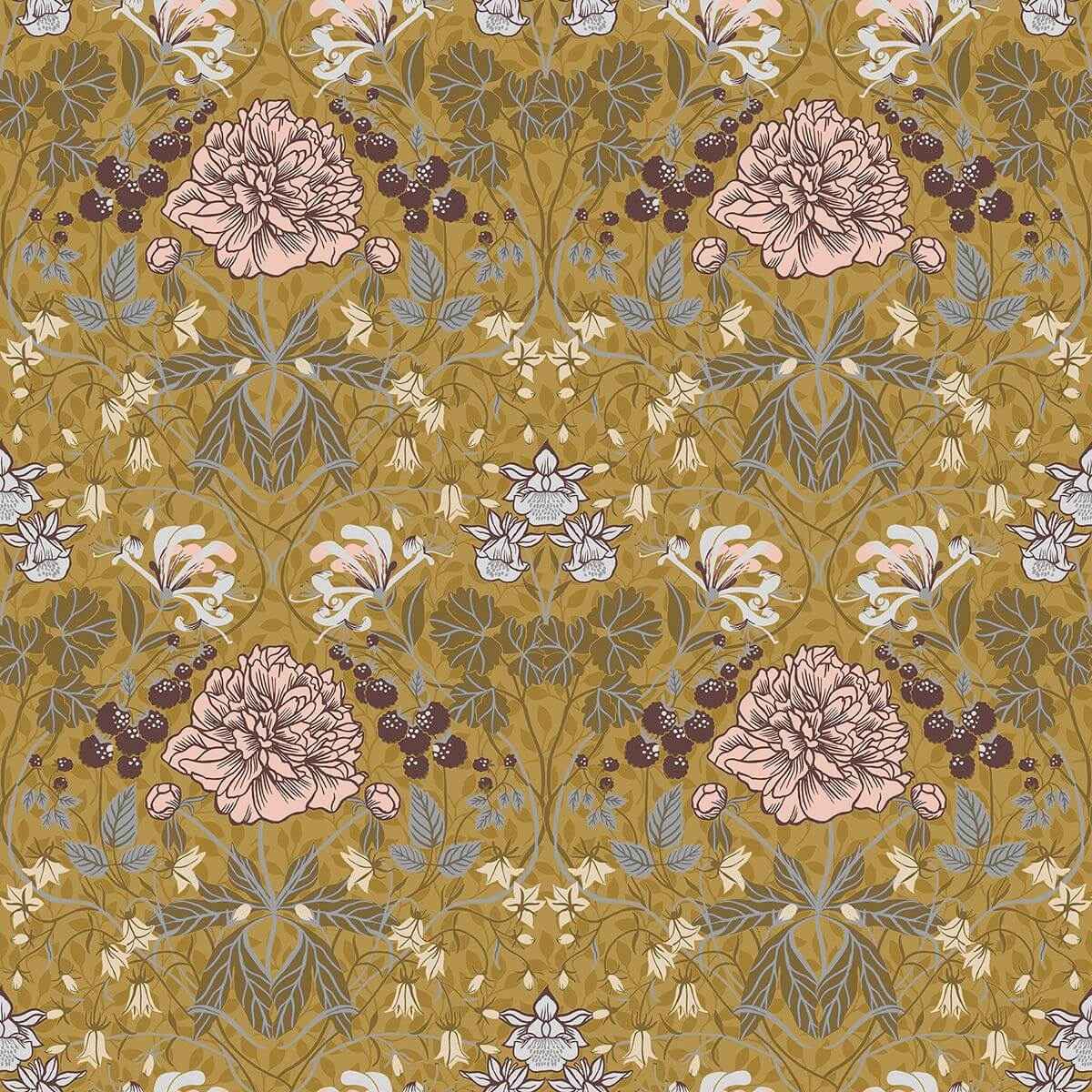 celestine-mustard-floral-wallpaper-york-wallcoverings-2948-28016 - York Wallcoverings Wallpaper