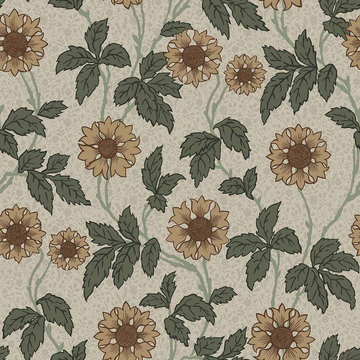leilani-beige-floral-wallpaper-york-wallcoverings-2948-28021 - York Wallcoverings Wallpaper