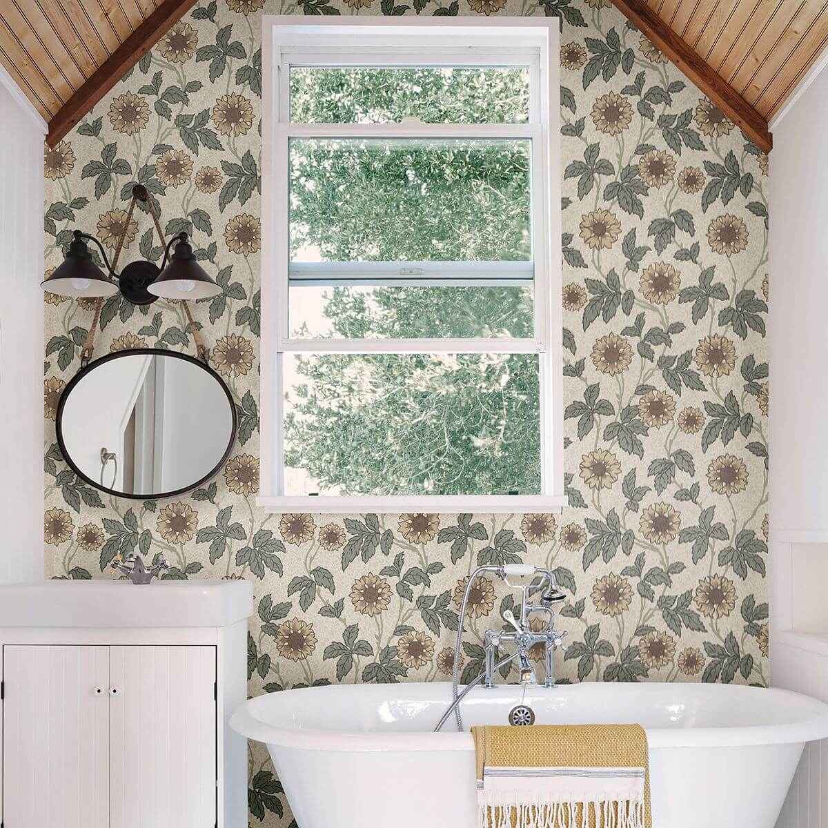 leilani-beige-floral-wallpaper-york-wallcoverings-2948-28021 - York Wallcoverings Wallpaper