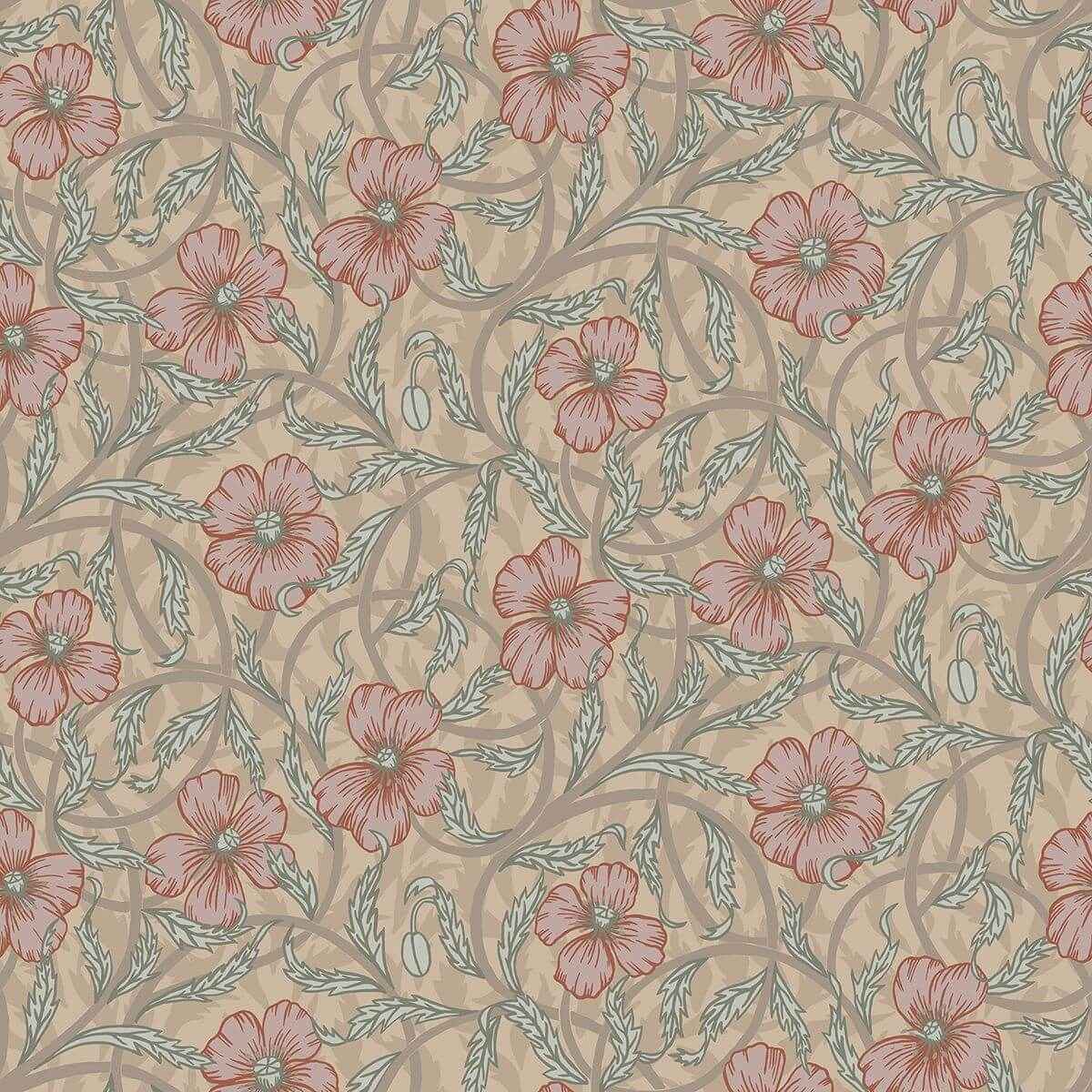 imogen-light-brown-floral-wallpaper-york-wallcoverings-2948-28026 - York Wallcoverings Wallpaper