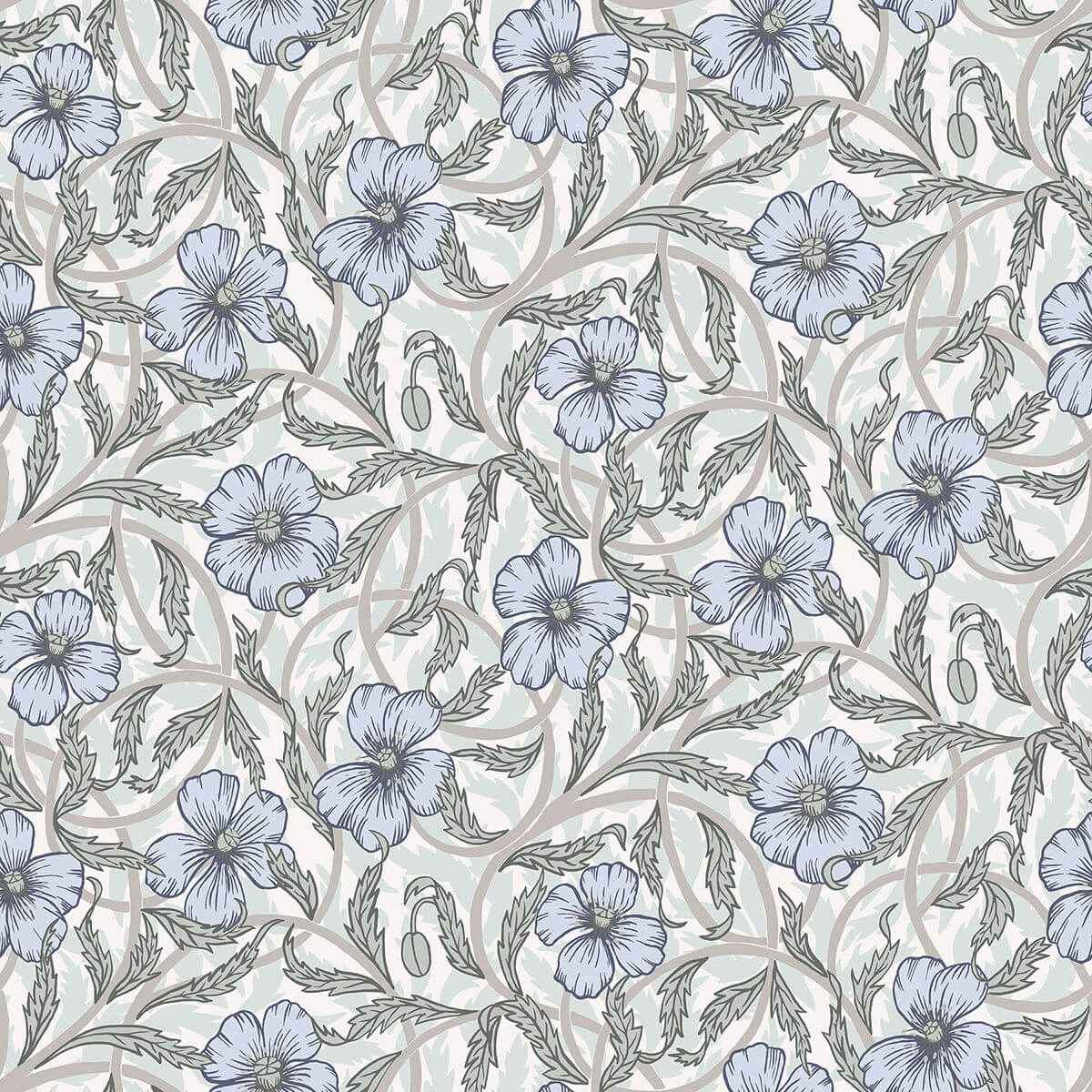 imogen-light-blue-floral-wallpaper-york-wallcoverings-2948-28027 - York Wallcoverings Wallpaper