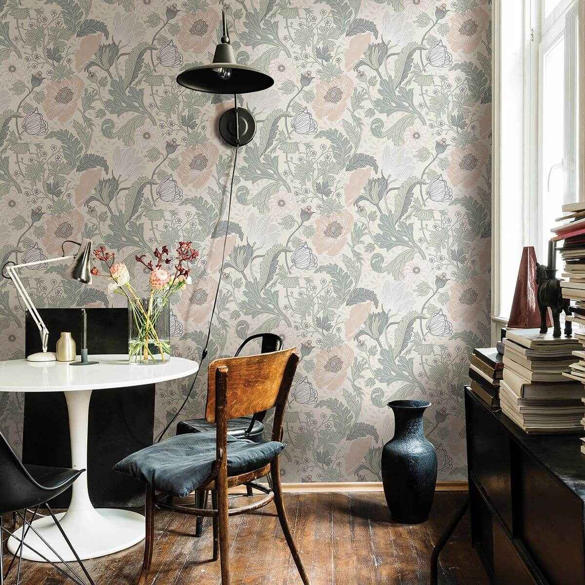 anemone-light-grey-floral-wallpaper-york-wallcoverings-2948-33000 - York Wallcoverings Wallpaper