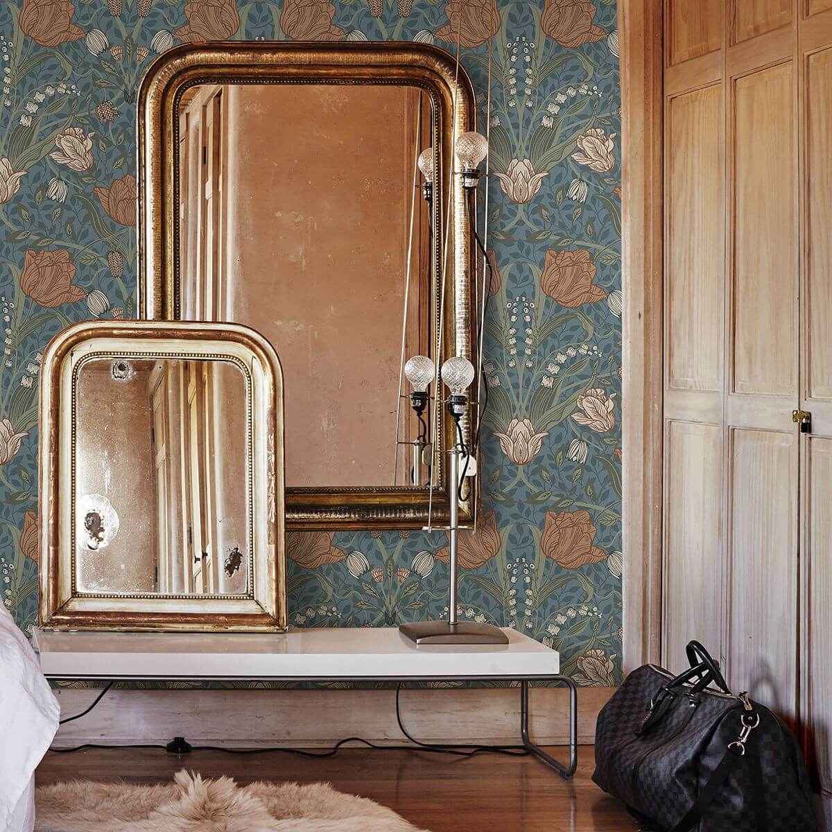 Tulipa Blue Floral Wallpaper - York Wallcoverings - 2948-33009 - York Wallcoverings Wallpaper