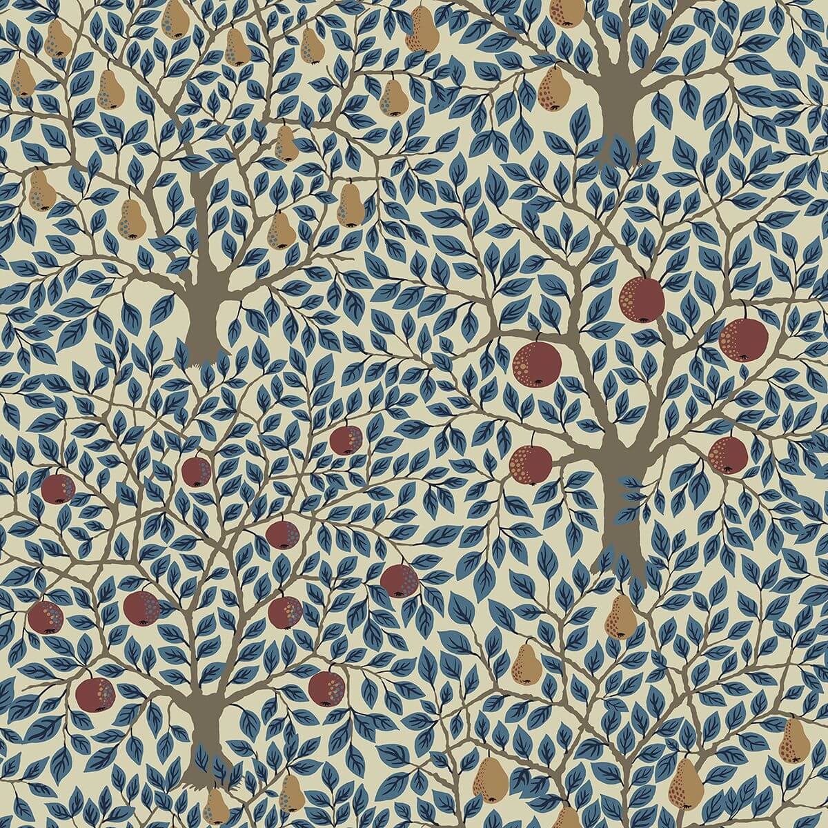 pomona-blue-fruit-tree-wallpaper-york-wallcoverings-2948-33013 - York Wallcoverings Wallpaper