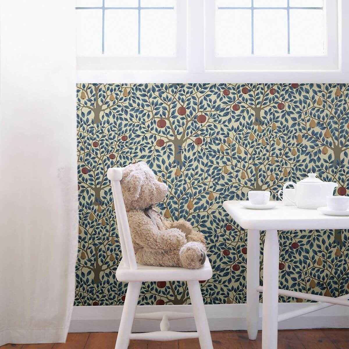 Pomona Blue Fruit Tree Wallpaper - York Wallcoverings - 2948-33013 - York Wallcoverings Wallpaper