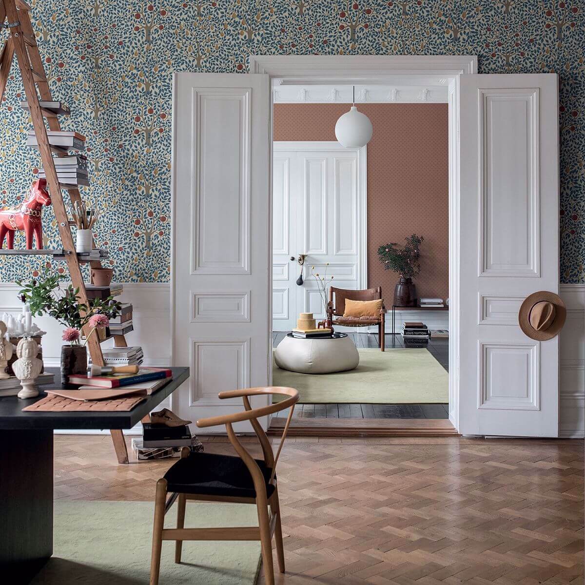 pomona-blue-fruit-tree-wallpaper-york-wallcoverings-2948-33013 - York Wallcoverings Wallpaper