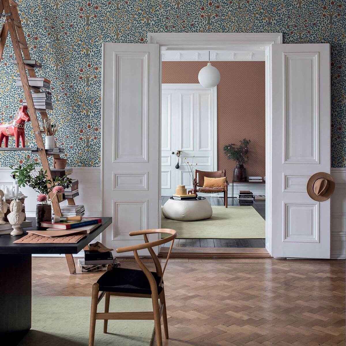 Pomona Blue Fruit Tree Wallpaper - York Wallcoverings - 2948-33013 - York Wallcoverings Wallpaper