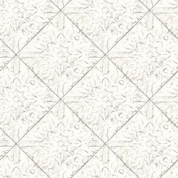 brandi-white-tin-tile-wallpaper-york-wallcoverings-2904-13091 - York Wallpaper Wallpaper