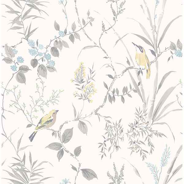 Imperial Garden Light Grey Botanical Wallpaper - York Wallcoverings - 2904-24172