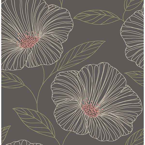 Mythic Brown Floral Wallpaper - York Wallcoverings - 2904-24319