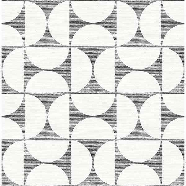Deedee Black Geometric Faux Grasscloth Wallpaper - York Wallcoverings - 2904-25672