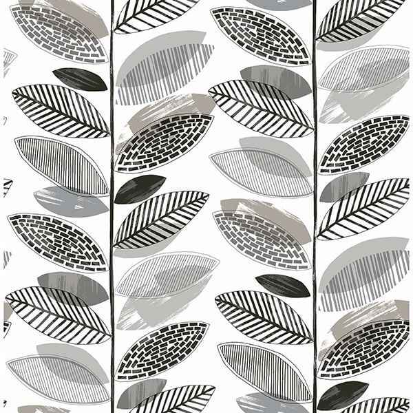 Nyssa Grey Leaves Wallpaper - York Wallcoverings - 2904-25683 - York Wallcoverings Wallpaper