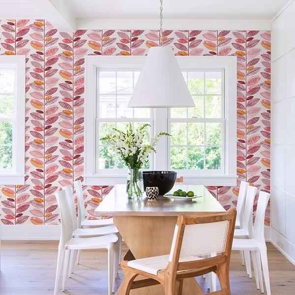 Nyssa Coral Leaves Wallpaper - York Wallcoverings - 2904-25684 - York Wallcoverings Wallpaper