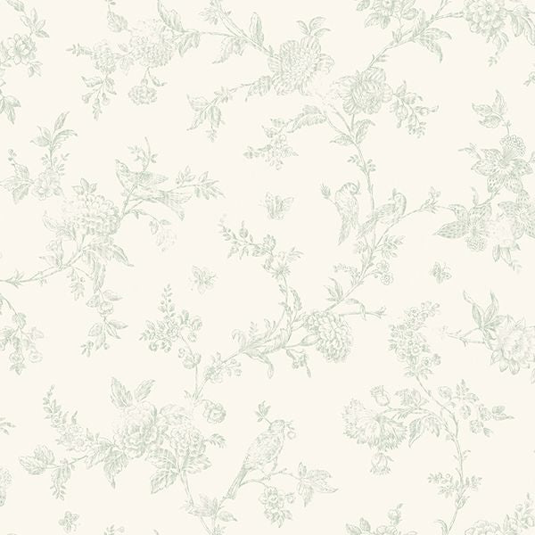 french-nightingale-sage-floral-scroll-wallpaper-york-wallcoverings-3119-02194 - York Wallcoverings Wallpaper