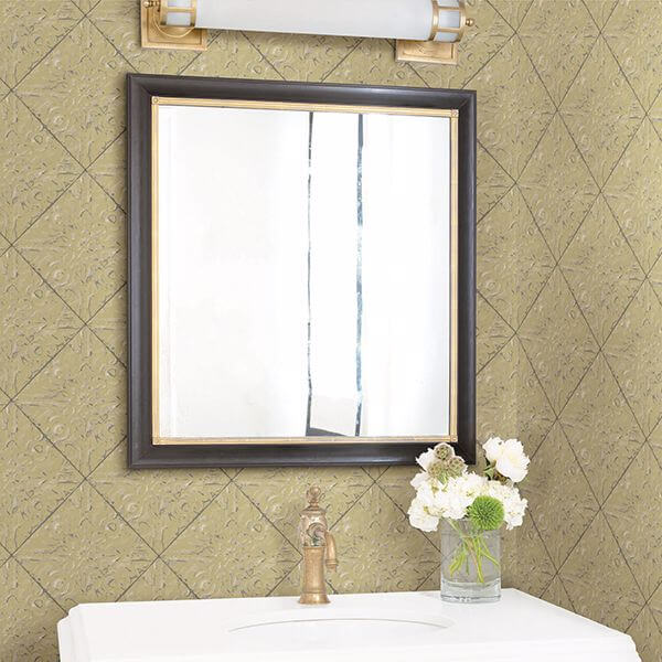 brandi-yellow-metallic-faux-tile-wallpaper-york-wallcoverings-3119-13093 - York Wallpaper Wallpaper