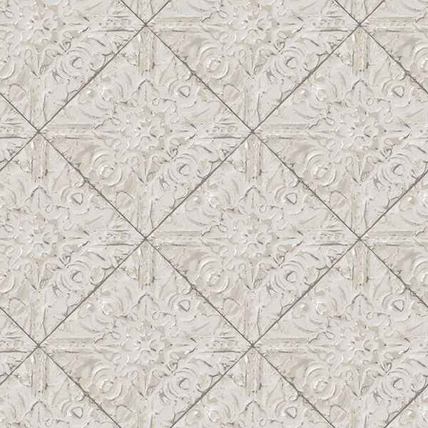 Brandi Grey Metallic Faux Tile Wallpaper - York Wallcoverings - 3119-13094