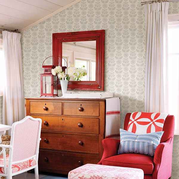 Dolly Light Grey Floral Wallpaper - York Wallcoverings - 3119-13514 - York Wallcoverings Wallpaper