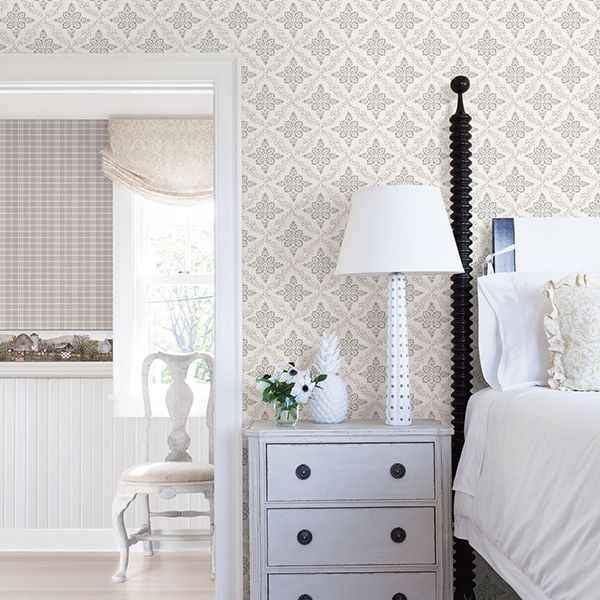 Wynonna Light Grey Geometric Floral Wallpaper - York Wallcoverings - 3119-13531 - York Wallcoverings Wallpaper