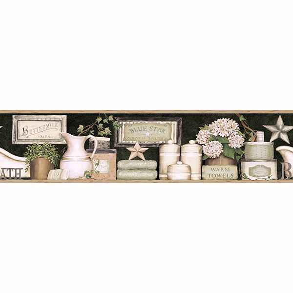 Country Bath Black Rustic Wallpaper - York Wallcoverings - 3119-63102B