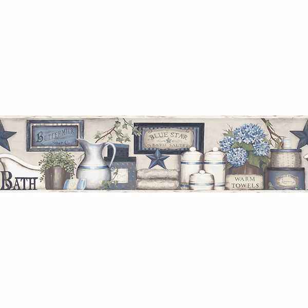 Country Bath Blue Rustic Wallpaper - York Wallcoverings - 3119-63104B