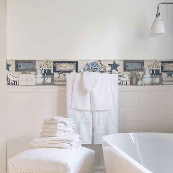 Country Bath Blue Rustic Wallpaper - York Wallcoverings - 3119-63104B - York Wallcoverings Wallpaper