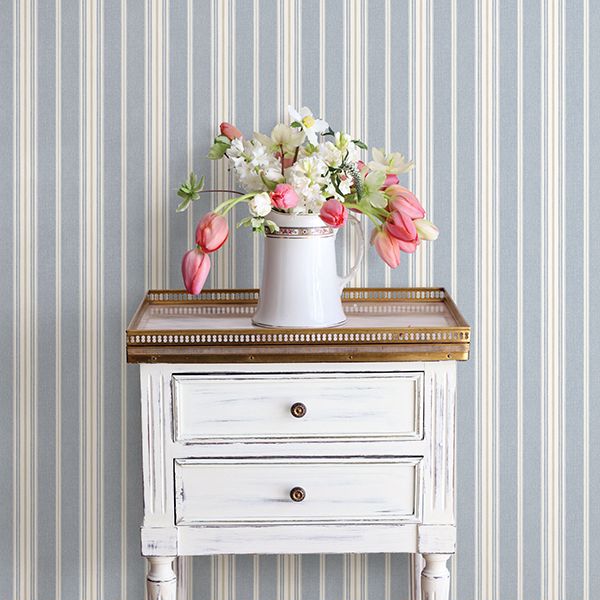 cooper-denim-stripe-wallpaper-york-wallcoverings-3119-491016 - York Wallcoverings Wallpaper
