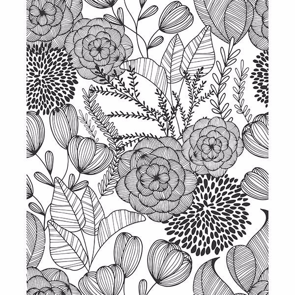 black-secret-garden-peel-and-stick-wallpaper-york-wallcoverings-nus3501 - York Wallcoverings Wallpaper