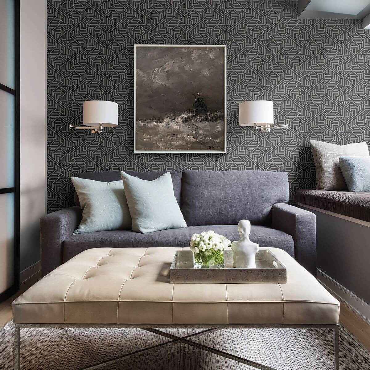 Nambiti Charcoal Geometric Wallpaper - York Wallcoverings - 2949-60610 - York Wallcoverings Wallpaper