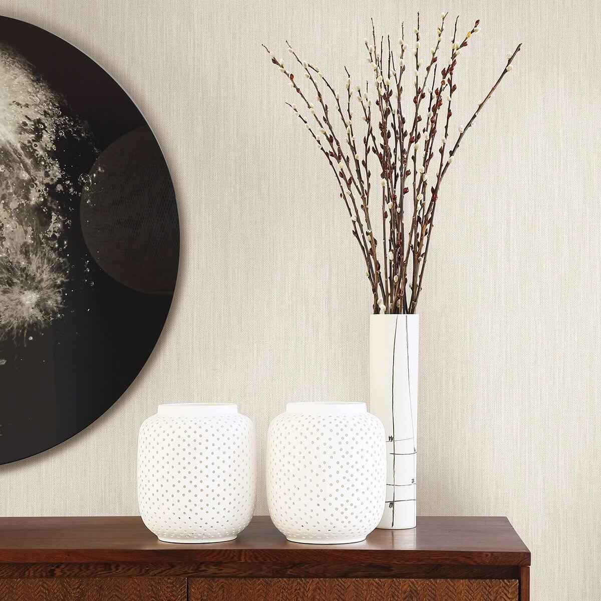 Chenille Off White Faux Linen Wallpaper - York Wallcoverings - 2903-25281 - York Wallcoverings Wallpaper