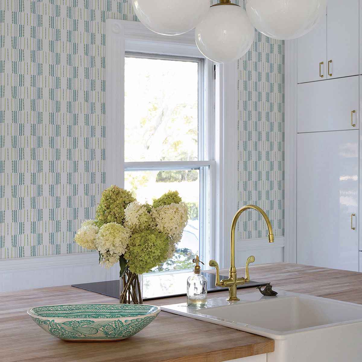 Burgen Teal Geometric Linen Wallpaper - York Wallcoverings - 2903-25804 - York Wallcoverings Wallpaper