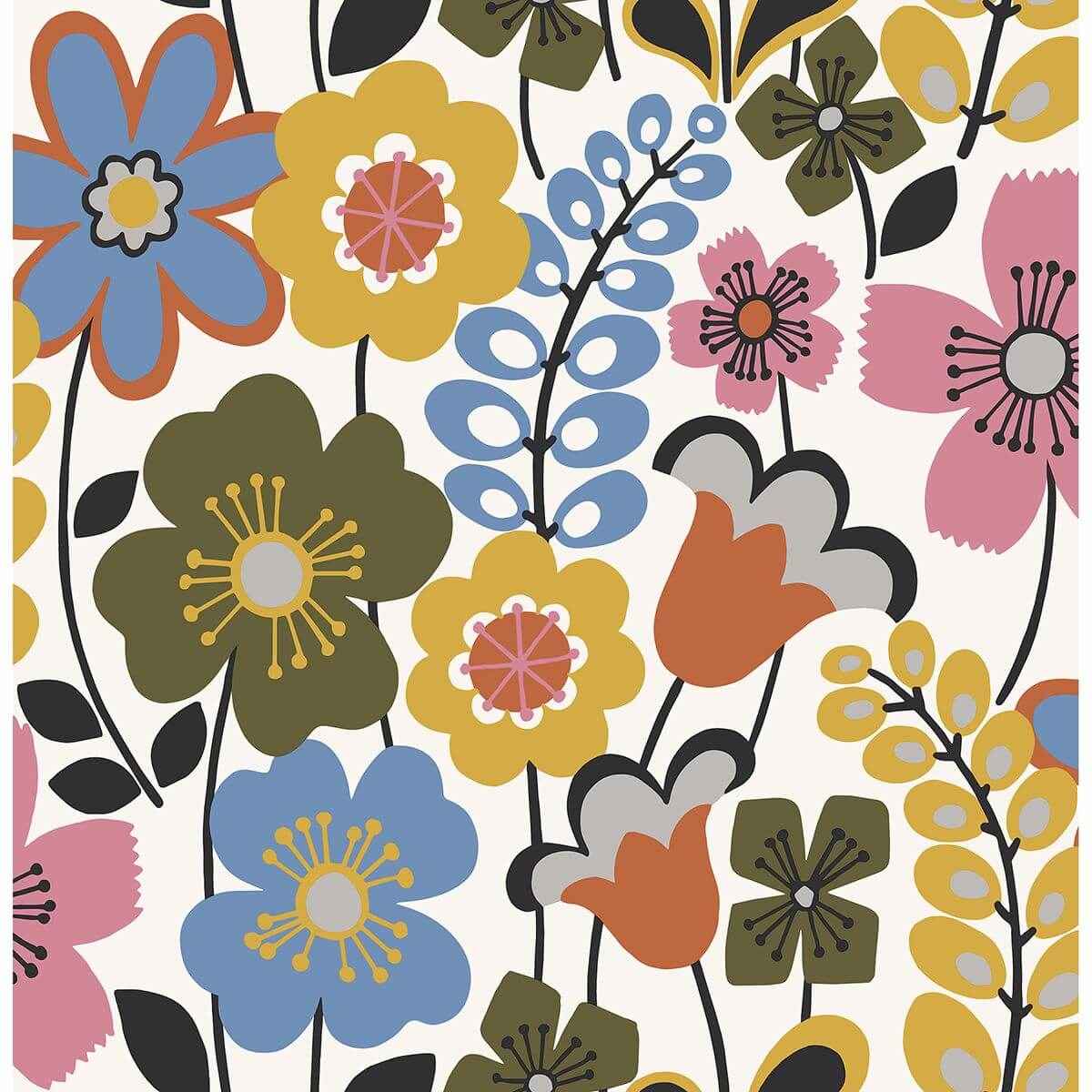 Piper Multicolor Floral Wallpaper - York Wallcoverings - 2903-25825 - York Wallcoverings Wallpaper