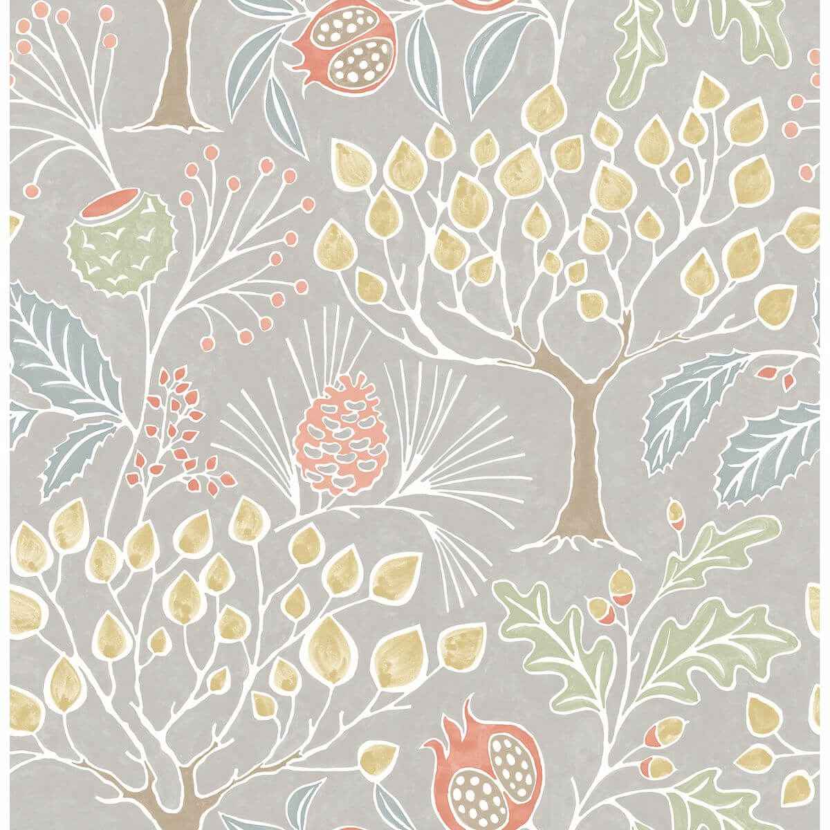 Shiloh Light Grey Botanical Wallpaper - York Wallcoverings - 2903-25829 - York Wallcoverings Wallpaper