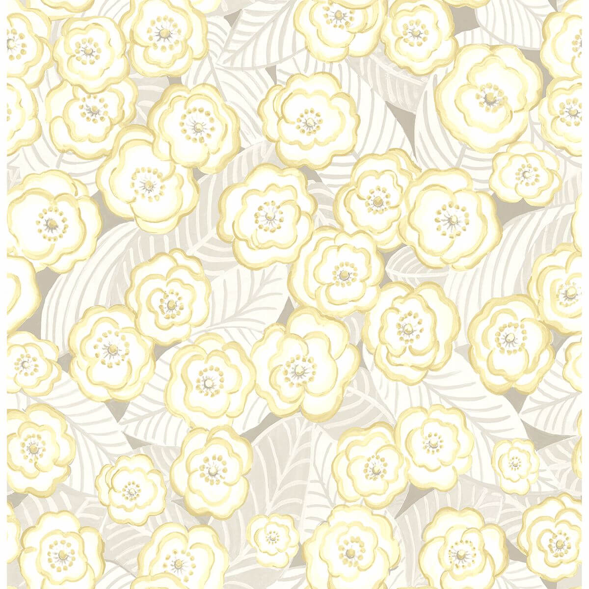 emery-light-yellow-floral-wallpaper-york-wallcoverings-2903-25834 - York Wallcoverings Wallpaper