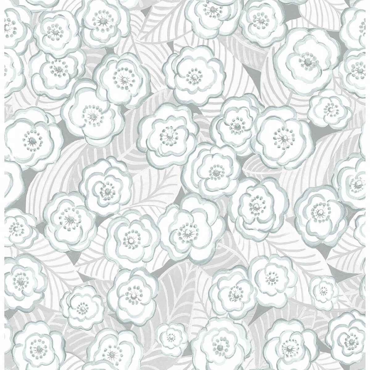 Emery Light Blue Floral Wallpaper - York Wallcoverings - 2903-25836 - York Wallcoverings Wallpaper