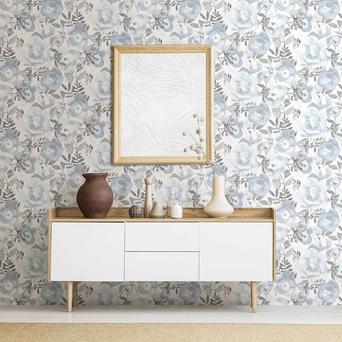 Orla Blue Floral Wallpaper - York Wallcoverings - 2903-25841 - York Wallcoverings Wallpaper