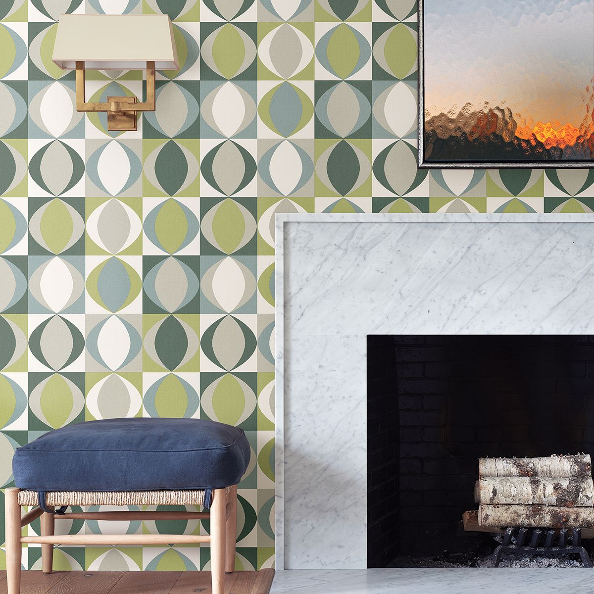 archer-green-linen-geometric-wallpaper-york-wallcoverings-2903-25845 - York Wallcoverings Wallpaper