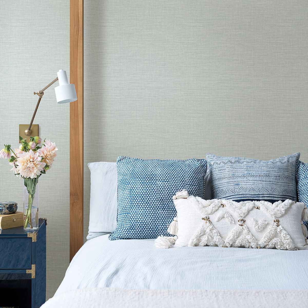 Exhale Light Blue Faux Grasscloth Wallpaper - York Wallcoverings - 2903-25850 - York Wallcoverings Wallpaper
