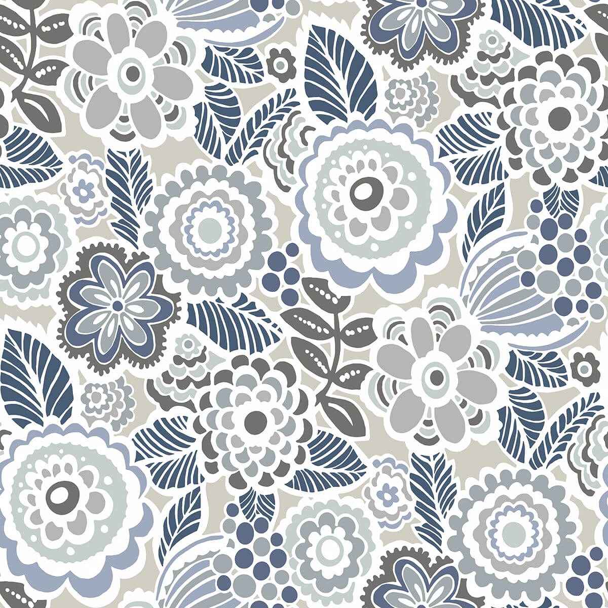 Lucy Grey Floral Wallpaper - York Wallcoverings - 2903-25864 - York Wallcoverings Wallpaper