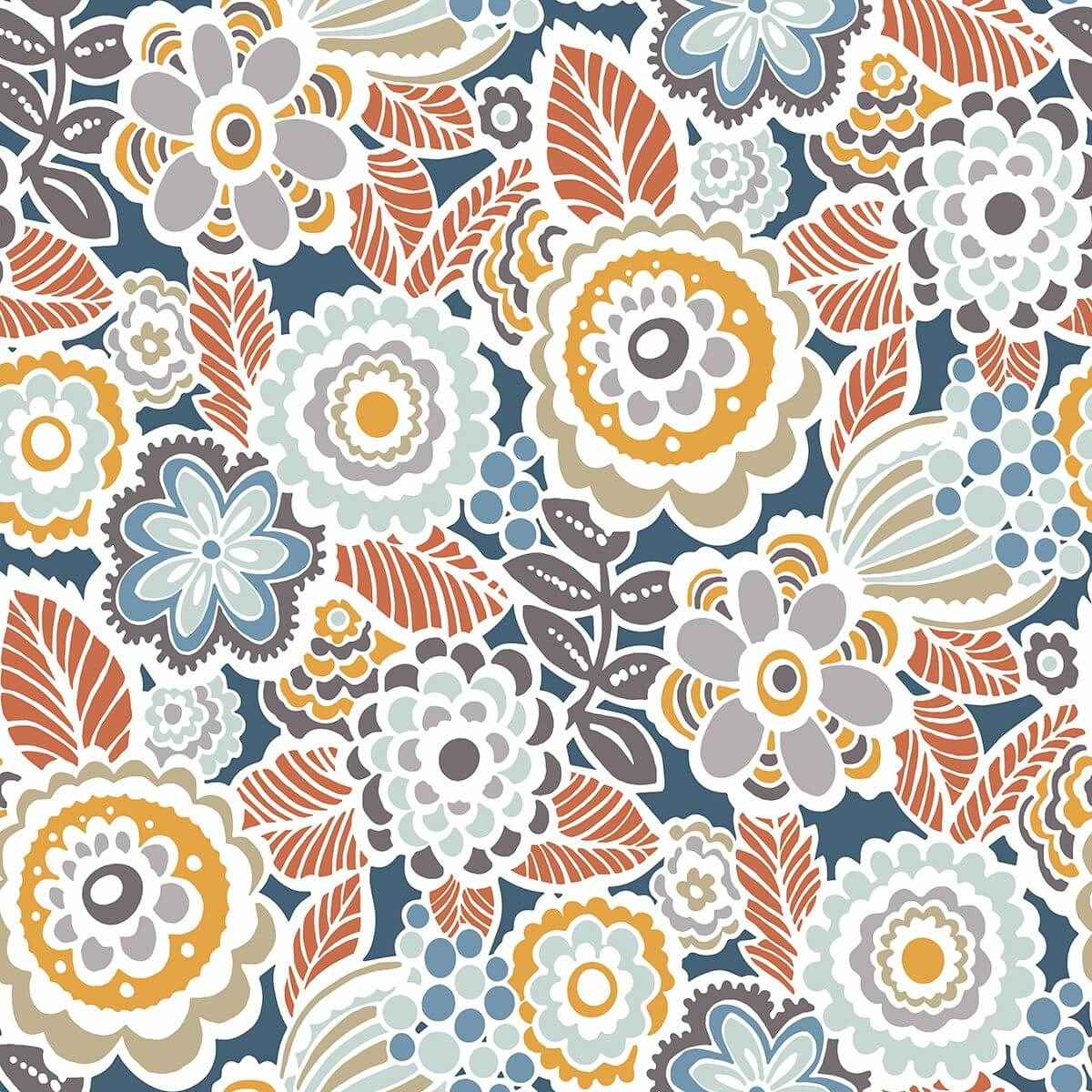 Lucy Navy Floral Wallpaper - York Wallcoverings - 2903-25866