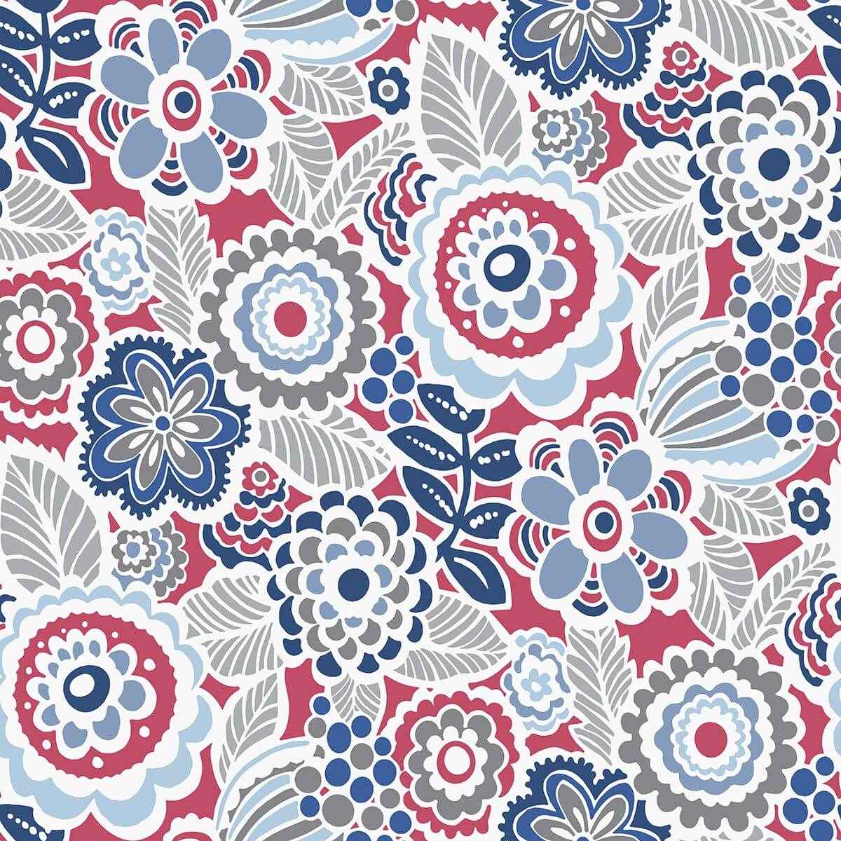 Lucy Red Floral Wallpaper - York Wallcoverings - 2903-25868