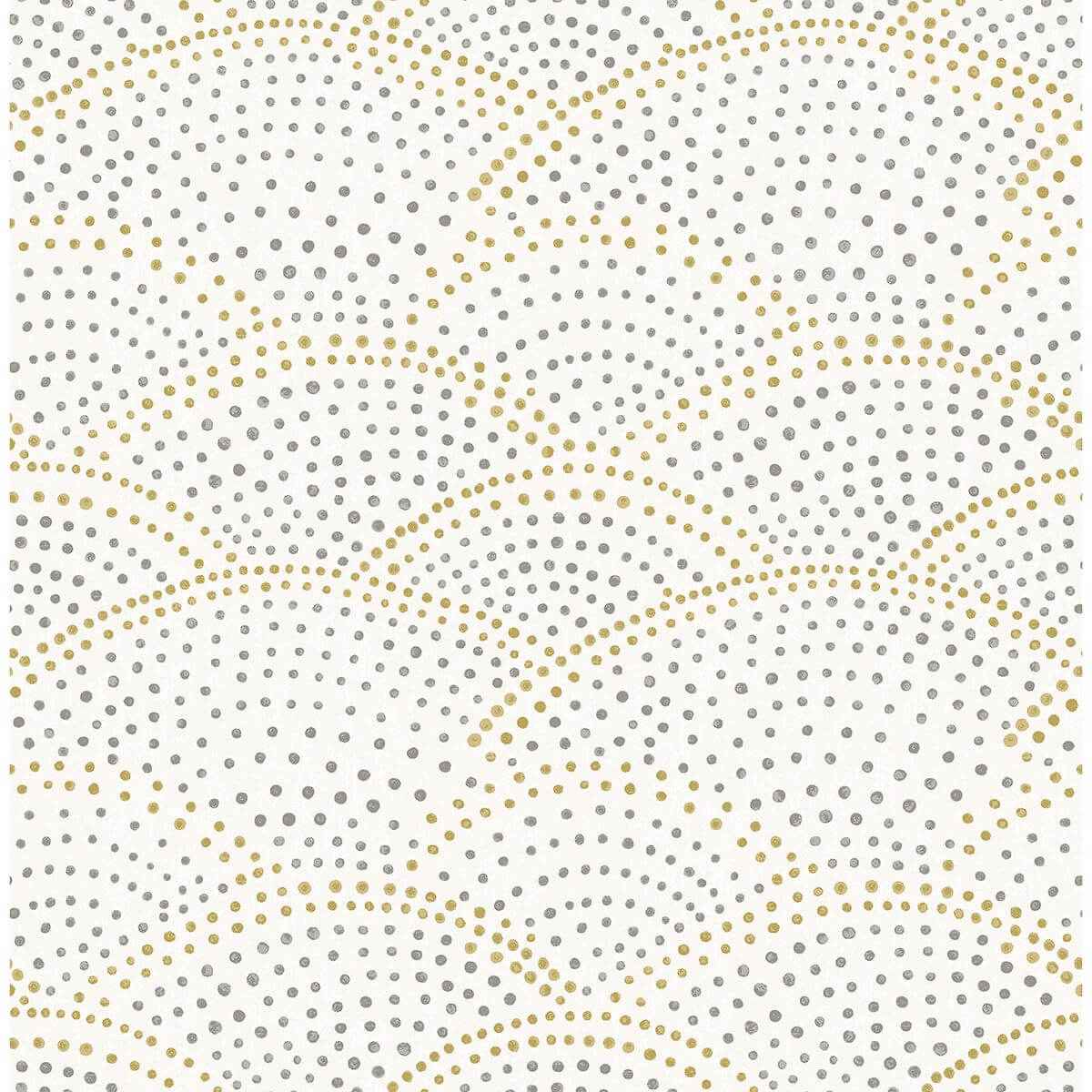 Bennett Grey Dotted Scallop Wallpaper - York Wallcoverings - 2903-25869