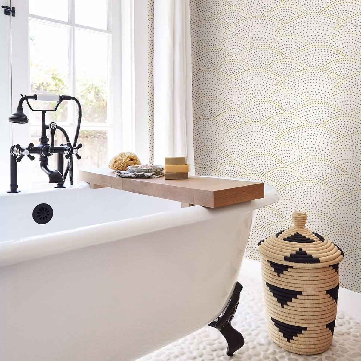 Bennett Grey Dotted Scallop Wallpaper - York Wallcoverings - 2903-25869 - York Wallcoverings Wallpaper