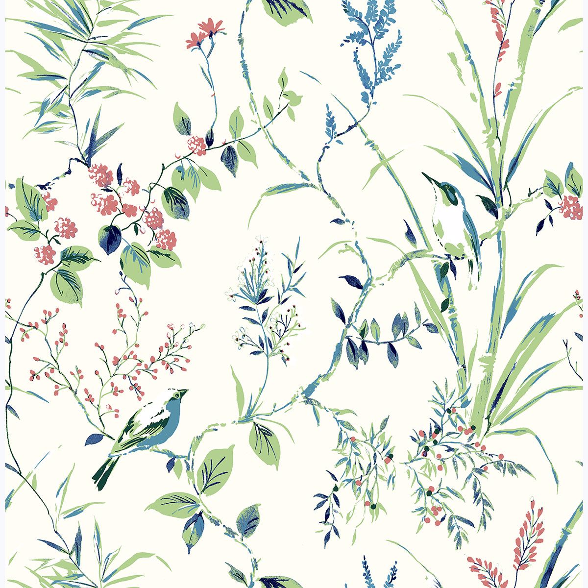 mariko-green-botanical-wallpaper-york-wallcoverings-uw25887 - York Wallpaper Wallpaper