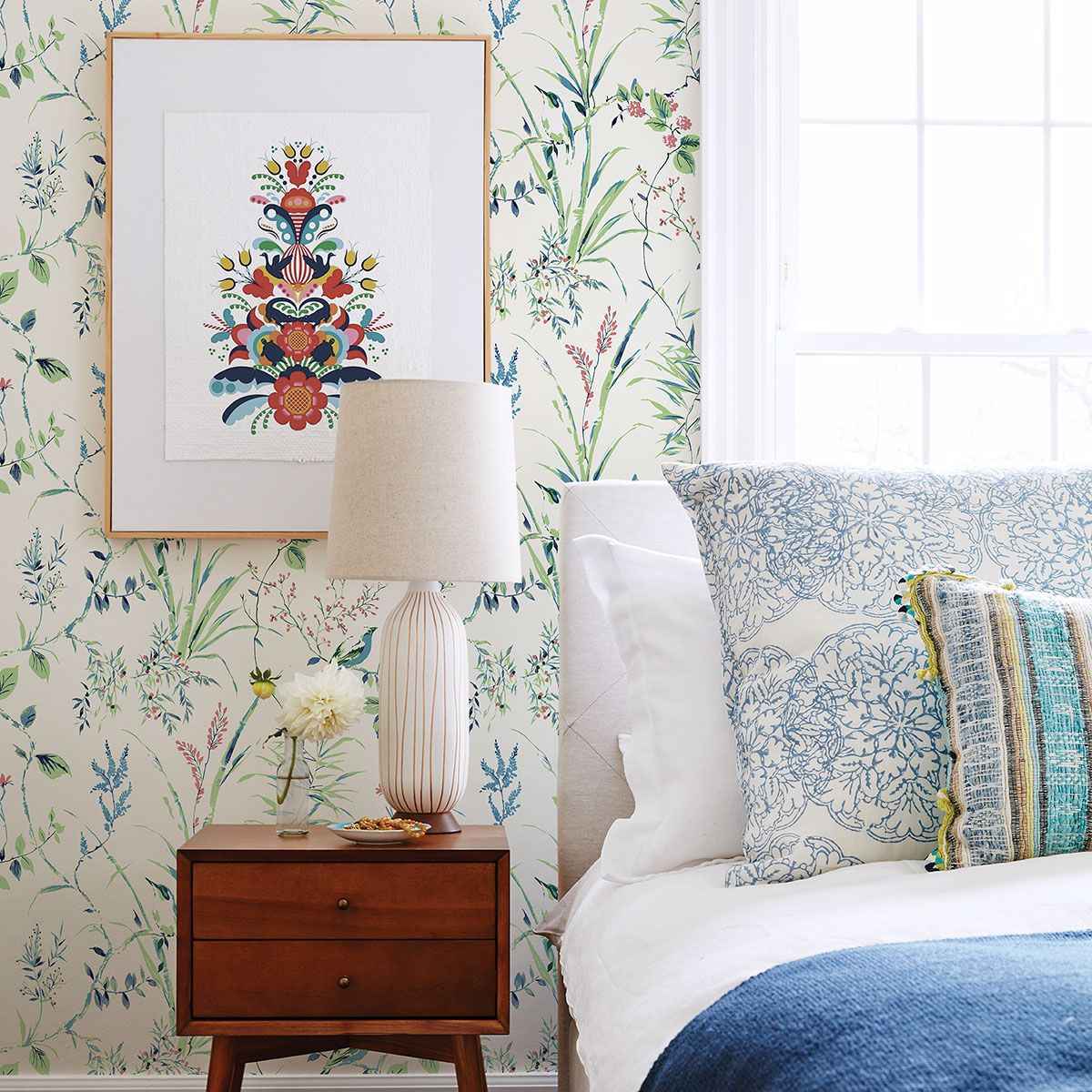 Mariko Green Botanical Wallpaper - York Wallcoverings - UW25887