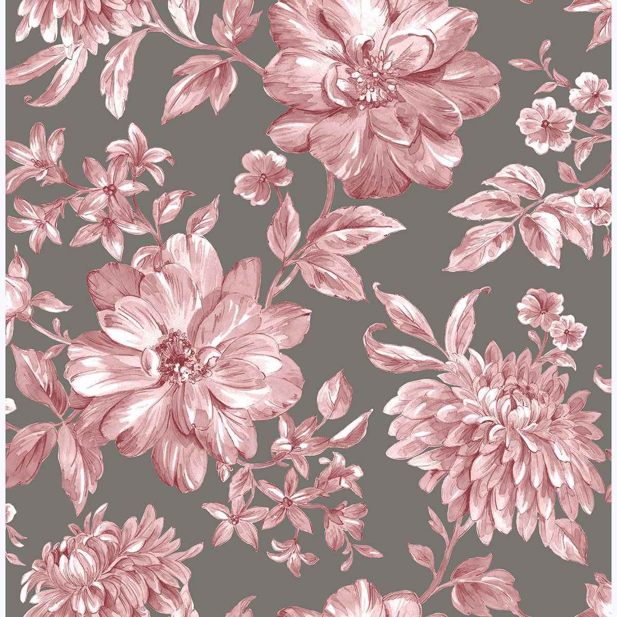 Gabriela Rasberry Floral Wallpaper - York Wallcoverings - UW25897 - York Wallcoverings Wallpaper
