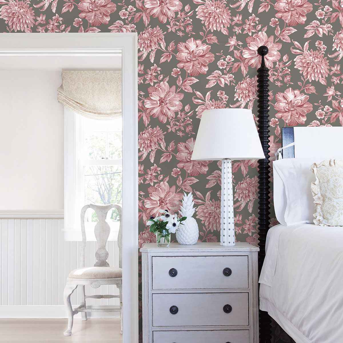 Gabriela Rasberry Floral Wallpaper - York Wallcoverings - UW25897 - York Wallcoverings Wallpaper